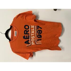 Aeropostale Orange Graphic T-Shirt Size S